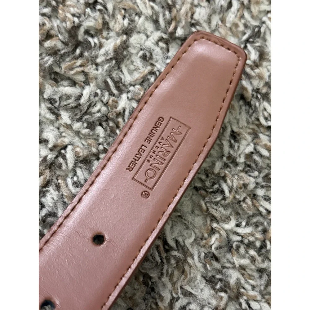 Marino Avenue Italian Leather Belt Dress Belt Men's Sz 34 Light Chocolate Brown